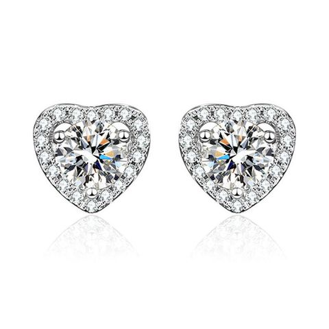 Moda Geométrico Forma De Corazón Cobre Diamantes De Imitación Pendientes 1 Par