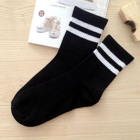 Women's Simple Style Stripe Cotton Jacquard Socks