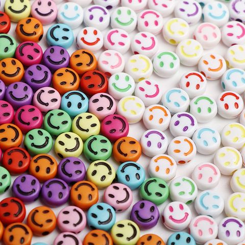 1 Piece 4 * 7mm Arylic Smiley Face Beads