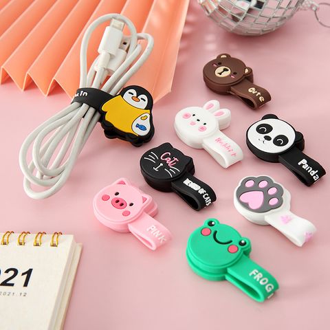 Cartoon Magnetic Cable Winder Cute Silicone Hub Earphone Harness Container Creative Desktop Cord Manager