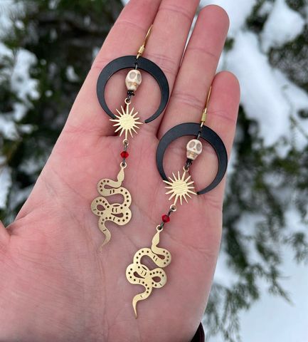 Gothic Moon Snake Alloy Plating Women's Earrings 1 Pair