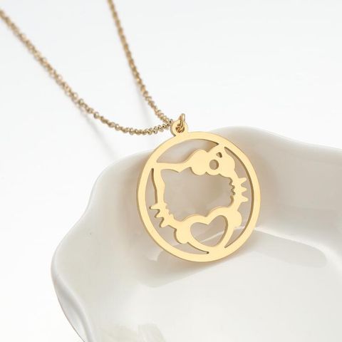 201 Stainless Steel 18K Gold Plated Retro Irregular Plating Smiley Face Flower Pendant Necklace