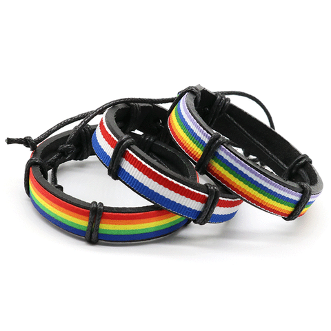 Fashion Rainbow Leather Braid Unisex Bracelets