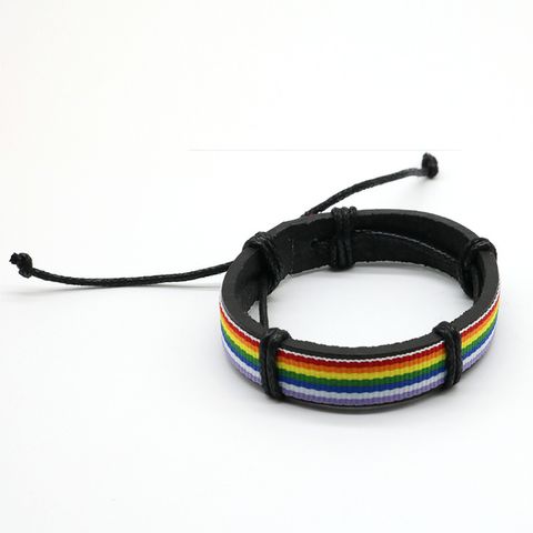 Fashion Rainbow Leather Braid Unisex Bracelets