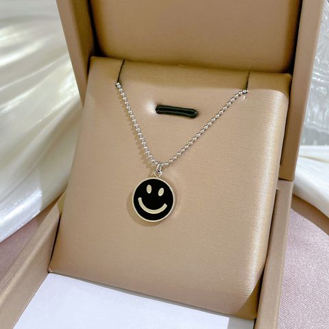 Titanium Steel Casual Plating Inlay Smiley Face Shell Pendant Necklace