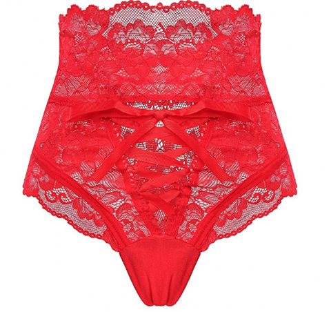 Solid Color Lace High Waist Briefs Panties