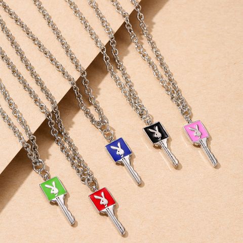 Casual Streetwear Rabbit Key Alloy Enamel Plating Women's Pendant Necklace