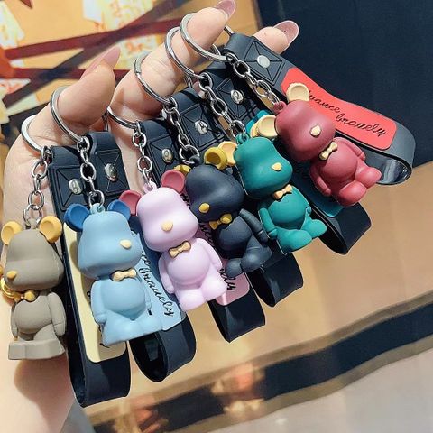 Cartoon Style Animal Bear Soft Rubber Unisex Bag Pendant Keychain