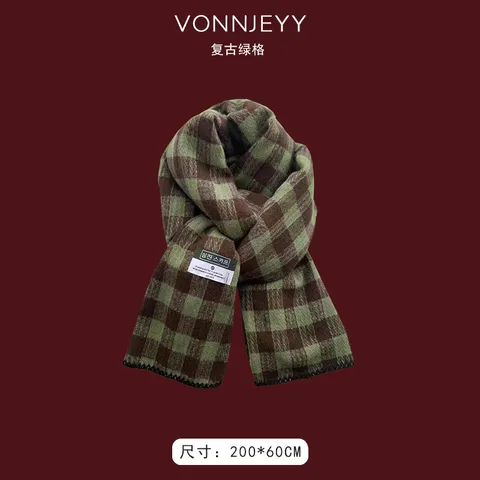 Women's Sweet Letter Plaid Elk Imitation Cashmere Winter Scarves