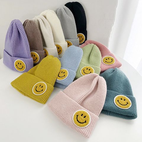 Unisex Fashion Smiley Face Crimping Wool Cap