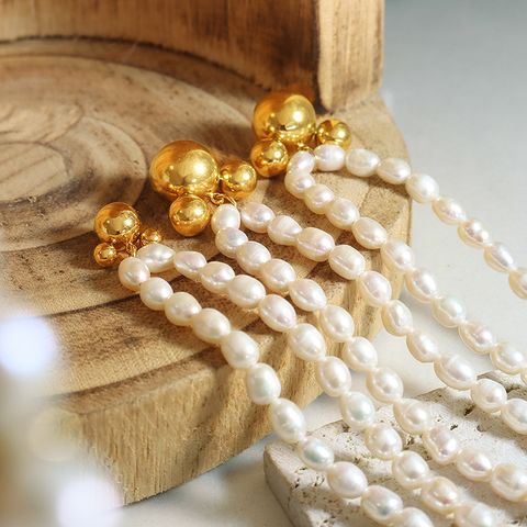 Barocker Stil Geometrisch Perle Titan Stahl Halskette