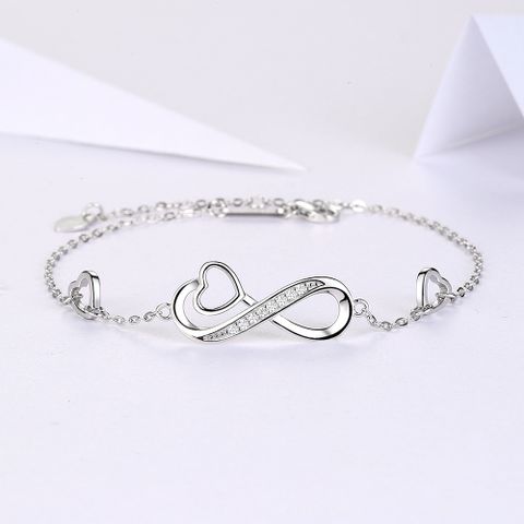 Classic Style Letter Sterling Silver Inlay Zircon Bracelets
