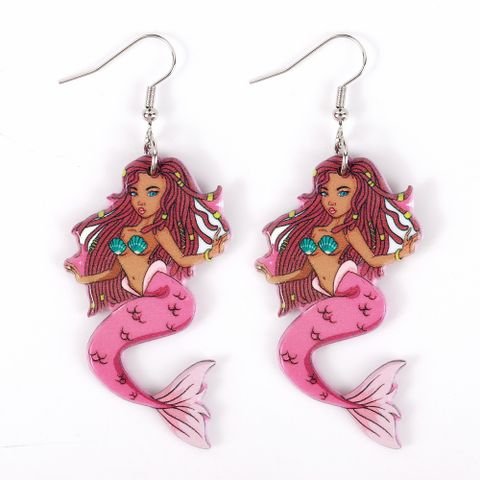 1 Pair Sweet Mermaid Skull Arylic Drop Earrings