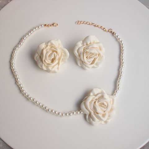 Wholesale Jewelry Sweet Flower Cloth Handmade Earrings Necklace