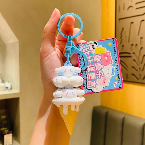 Cartoon Style Ice Cream Animal Silica Gel Unisex Bag Pendant Keychain