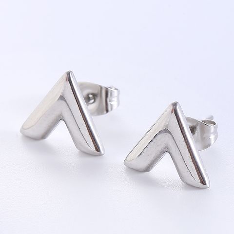 1 Pair Basic Modern Style V Shape Plating Inlay Stainless Steel Zircon 18k Gold Plated Rose Gold Plated Ear Studs