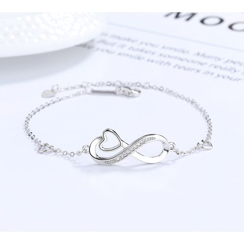 Elegant Streetwear Infinity Sterling Silver Zircon Bracelets In Bulk