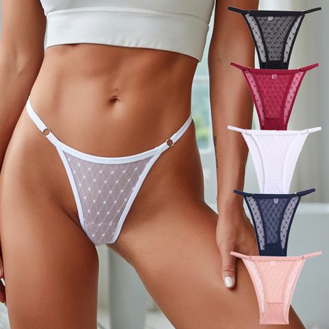 Women's Briefs High Waist High Slit T-back Sexy Hollow Out Lace Thin Belt Underwear L012