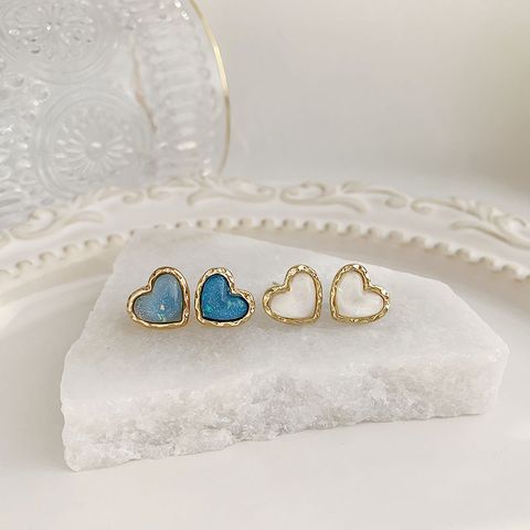 1 Pair Simple Style Heart Shape Plating Alloy Gold Plated Ear Studs