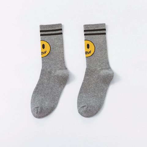 Unisex Casual Smiley Face Nylon Cotton Crew Socks A Pair