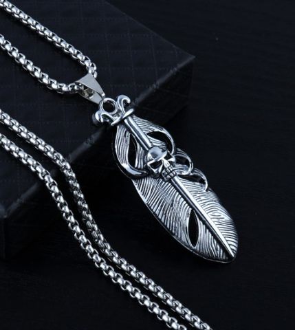 Simple Style Leaf Doll Skull Stainless Steel Alloy Plating Unisex Pendant Necklace