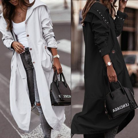 Women's Fashion Solid Color Single Breasted Coat Trench Coat