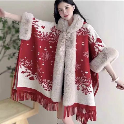 Women's Vintage Style Solid Color Napping Plush Tassel Shawl