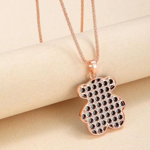 Classic Style Streetwear Bear Artificial Crystal Alloy Women's Sweater Chain