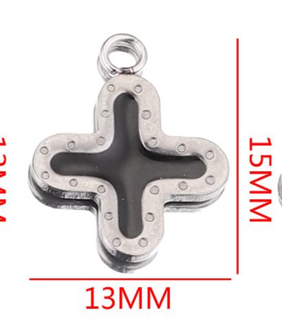 20 Pcs/package Simple Style Cross Heart Shape Flower Metal Enamel Pendant Jewelry Accessories