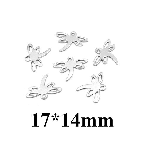 100 Pcs/package Simple Style Four Leaf Clover Heart Shape Dragonfly Stainless Steel Plating Pendant Jewelry Accessories