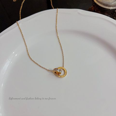 1 Piece Fashion Heart Shape Titanium Steel Inlay Zircon Pendant Necklace