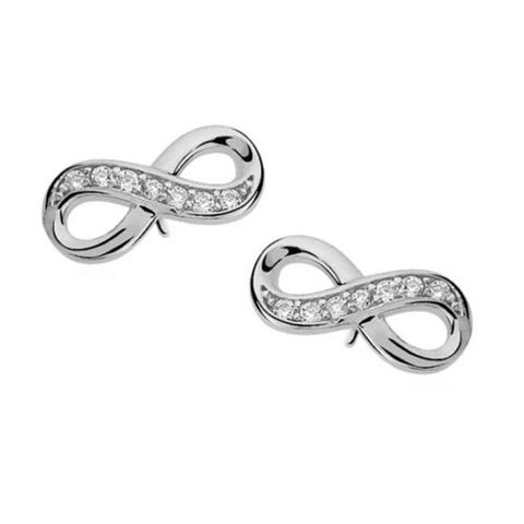 1 Pair Simple Style Infinity Sterling Silver Inlay Zircon Ear Studs