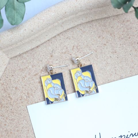 1 Pair Casual French Style Geometric Enamel Alloy Drop Earrings