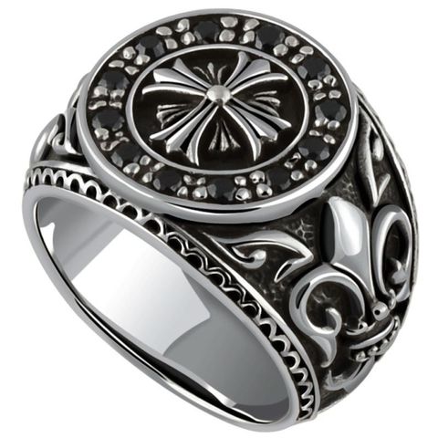 Retro Flower Copper Plating Silver Plated Men's Rings