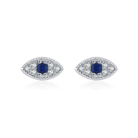 1 Pair Retro Devil's Eye Plating Inlay Sterling Silver Zircon 14k Gold Plated Rhodium Plated Ear Studs
