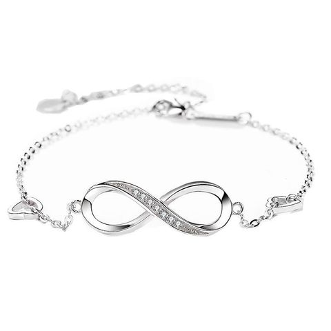 Ig Style Infinity Sterling Silver Inlay Zircon Bracelets