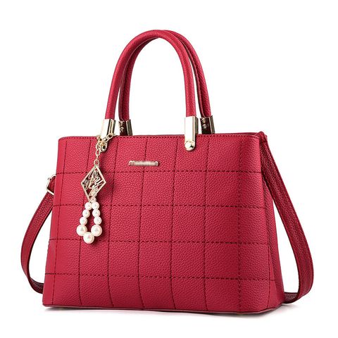Women's Large Pu Leather Solid Color Business Classic Style Square Zipper Shoulder Bag Handbag Crossbody Bag