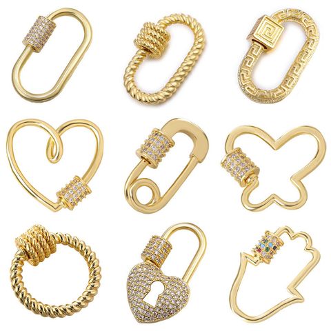 1 Piece Copper Zircon 18K Gold Plated Solid Color Polished Jewelry Buckle Classic Style