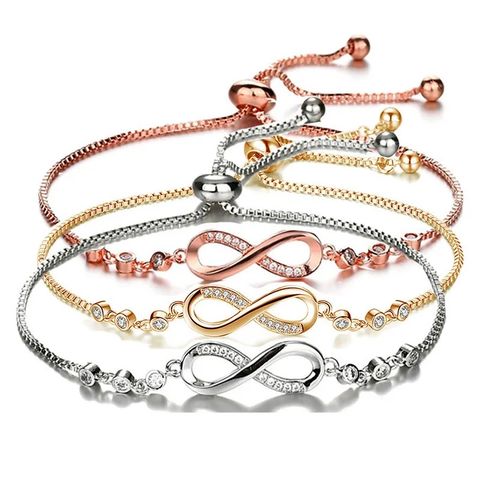 Basic Simple Style Infinity Alloy Copper Inlay Rhinestones Women's Bracelets