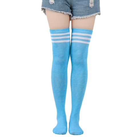 Women's Japanese Style Stripe Solid Color Polyester Cotton Over The Knee Socks A Pair