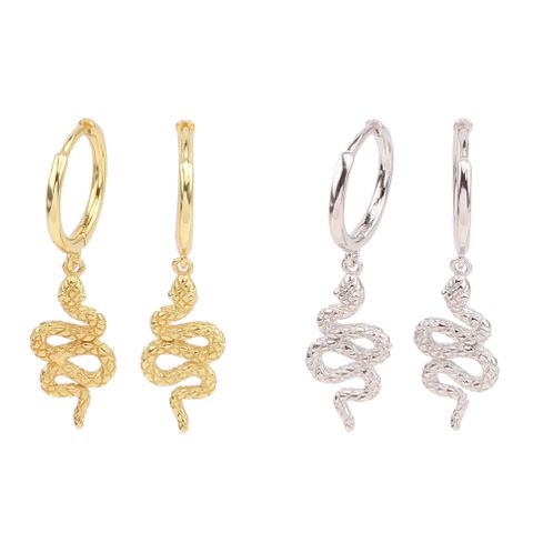 1 Pair Vintage Style Snake Plating Sterling Silver White Gold Plated Gold Plated Drop Earrings