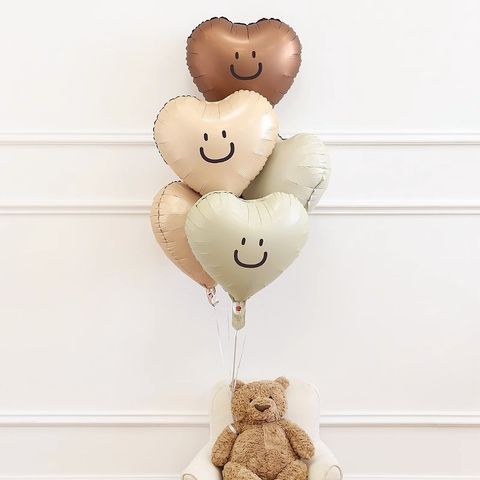 Cute Heart Shape Smiley Face Aluminum Film Indoor Party Birthday Balloons