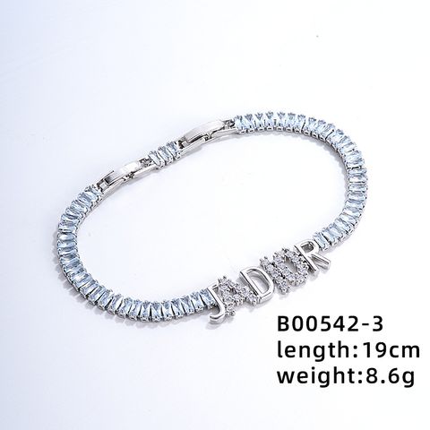 Copper Simple Style Classic Style Commute Plating Inlay Letter Zircon Bracelets