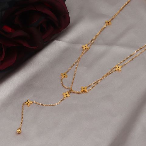 Wholesale Simple Style Solid Color Stainless Steel Plating 18k Gold Plated Necklace