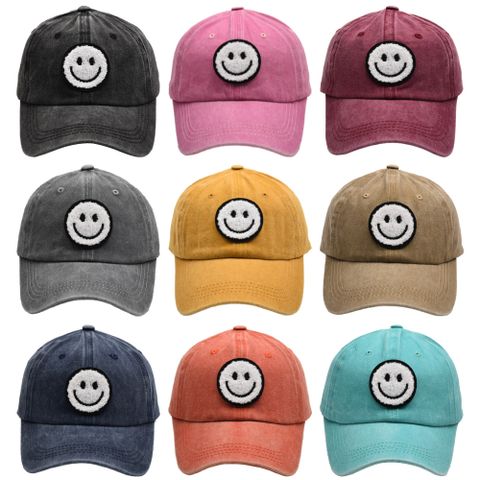 Unisex Basic Retro Simple Style Smiley Face Embroidery Curved Eaves Baseball Cap
