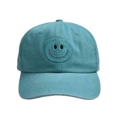 Unisex Cute Simple Style Smiley Face Sequins Curved Eaves Baseball Cap
