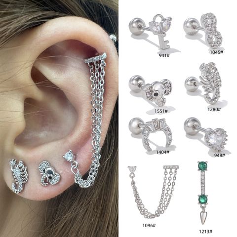 1 Piece Ig Style Simple Style Geometric Plating Inlay Brass Zircon 18k Gold Plated White Gold Plated Ear Studs