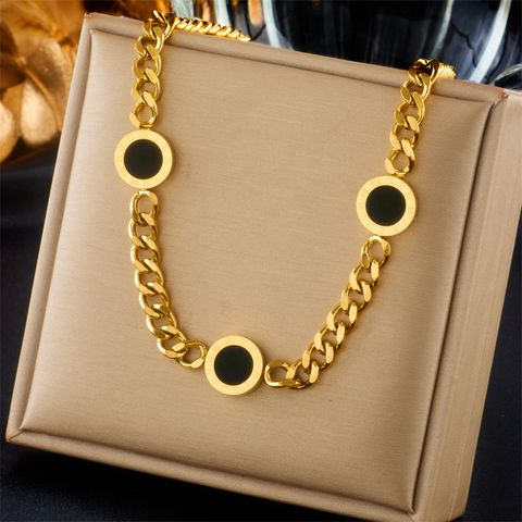 304 Stainless Steel 18K Gold Plated Vintage Style Plating Solid Color Acrylic Necklace