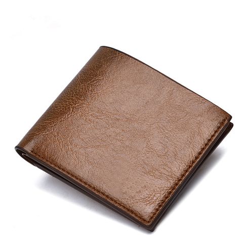 Men's Solid Color Pu Leather Flip Cover Coin Purse