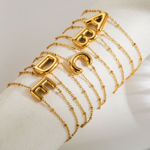 Ig Style Simple Style Letter Stainless Steel Plating 18k Gold Plated Bracelets